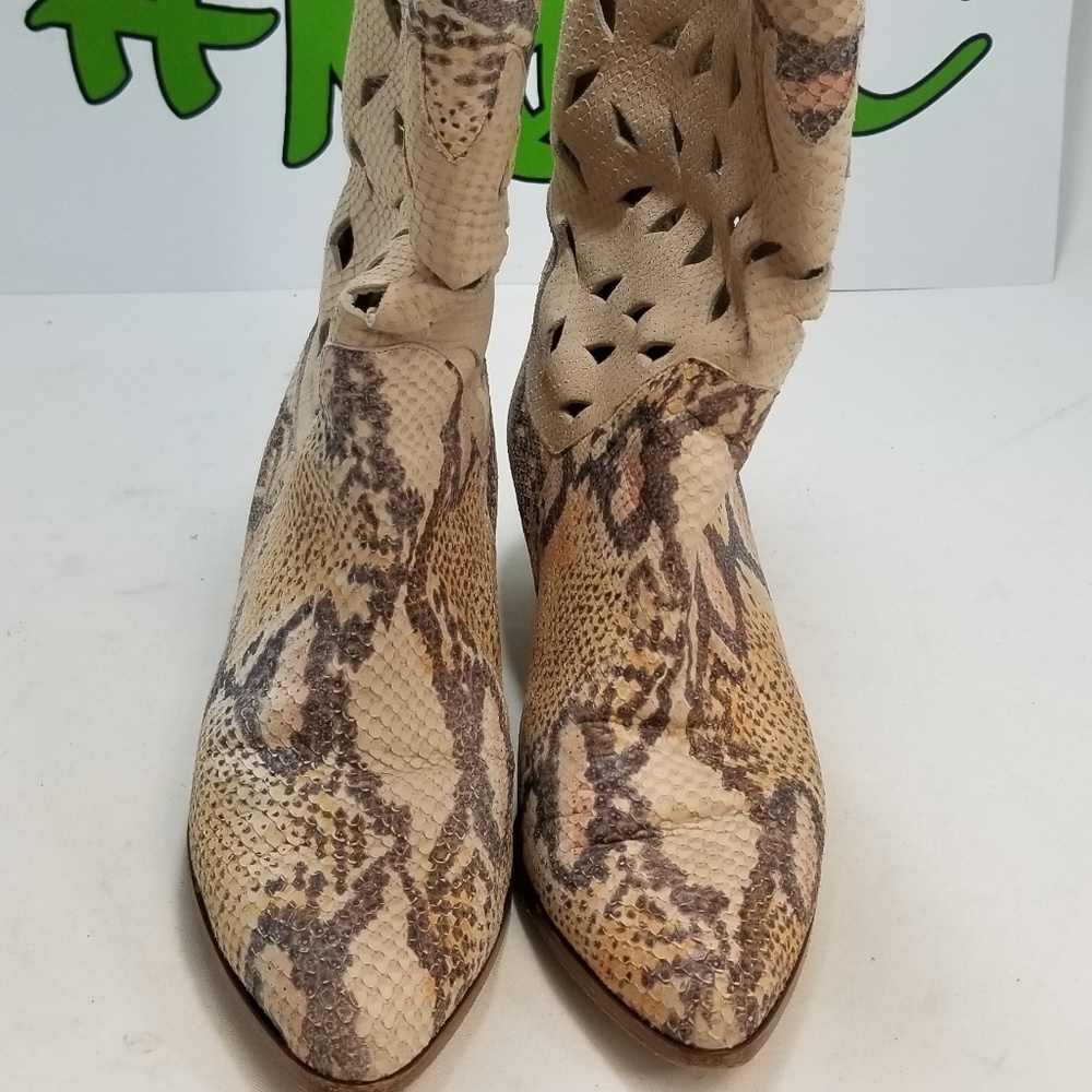 Boutique Leather Cowgirl Boots (Faux Snakeskin)
